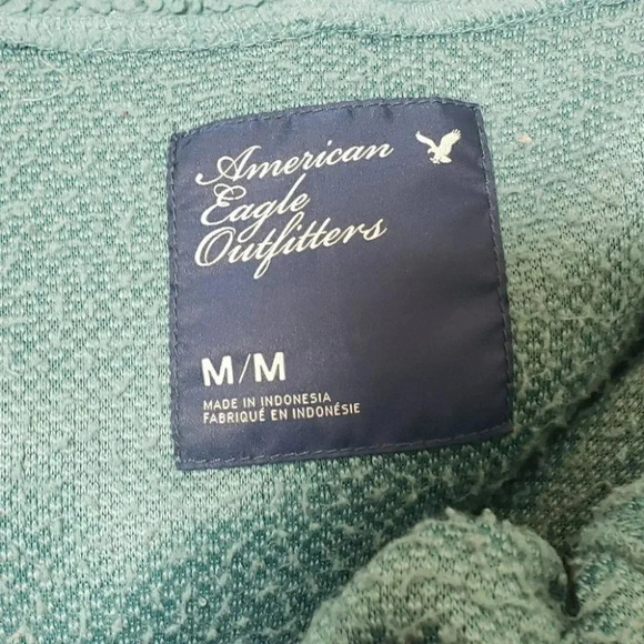 AEO M teal fuzzy front zip hooded Jacket - Picture 6 of 6